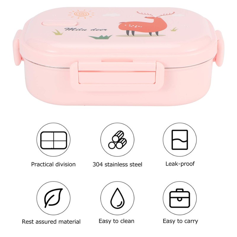 Stainless Steel Bento Box, Reusable Metal Lunch Container, Leak-Proof Bento