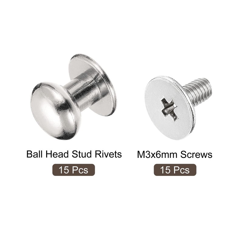 sourcing map 8 mm Ball Head Bolt Rivets Screws Back