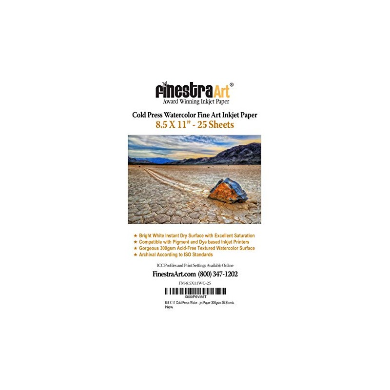 8.5" X 11" Cold Press Watercolor Fine Art Inkjet Paper