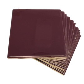 4 in Ceramic Tile Gloss 4 1/4" Box of 10 Pieces for Bathroom Wall and Kitchen Backsplash by Tenedos – Glossy Finish, Classic Look (Burgundy)