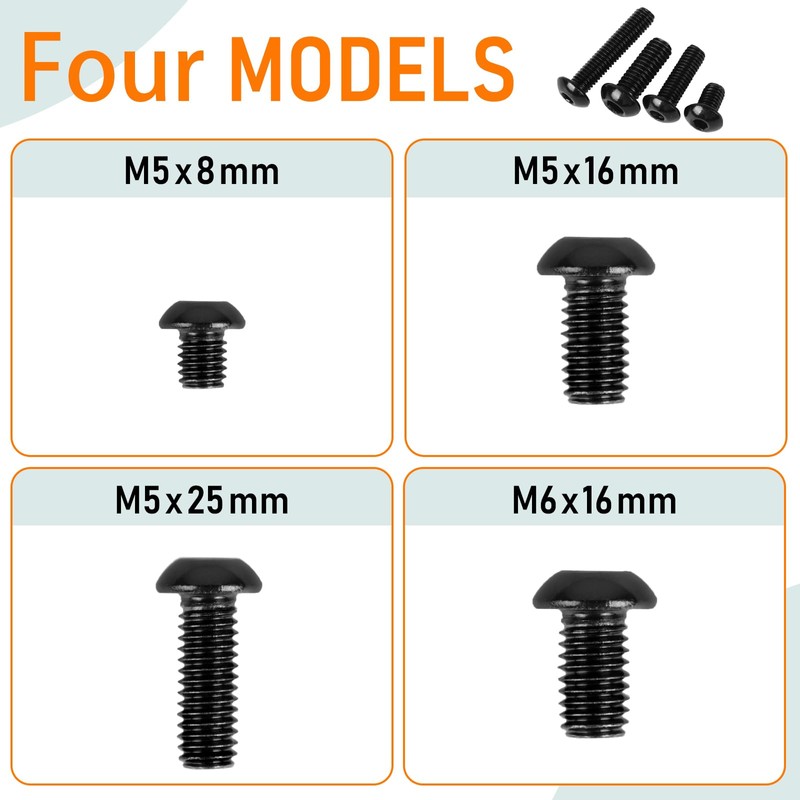 SUPAWAY M5 x 8 mm Rounded Head Screws with Hex