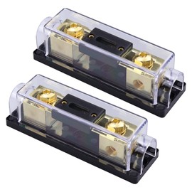 Bumbesti 0/2/4 Gauge AWG In-Line ANL Fuse Holder with 150 Amp ANL Fuse (2 Pack, Black Base, Crystal Clear Cover, Durable High Temperature, Applicable to Auto, Boat or Other Vehicles)