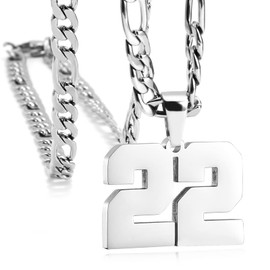 MIMITLTY - Collares de número de jersey personalizados para hombres, cadena de acero inoxidable con colgante de número deportivo para hombres, béisbol, baloncesto, equipo de fútbol, joyería de