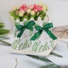 Lxoraziy 50PCS Small Leaf Design Favour Boxes with Satin Ribbon,