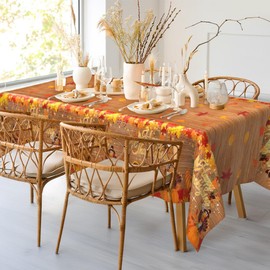 Thanksgiving Tablecloth Plastic, 2 Pack 54 x 108 Inch Fall Tablecloth Disposable Rectangle, Table Cloth Thanksgiving Table Cover Pumpkin Turkey Maple Leaves Autumn Tablecloth Thanksgiving Table Decor