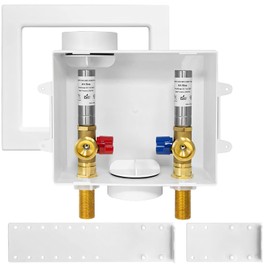 1-Pack HeSun Washing Machine Outlet Box, 1/2 Inch MIP(Sweat) Inlet x 3/4 Inch MHT Outlet, Laundry Pex Washer Outlet Box,with Stainless Steel Arrestor(WM006)