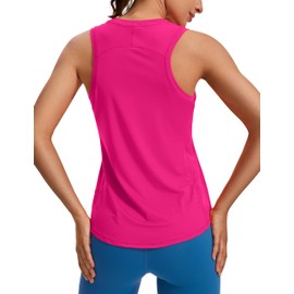 CRZ YOGA Lightweight Racerback Tank Tops for Women High Neck Workout Athletic Running Sleeveless Shirts Granita Pink Medium