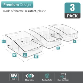 Sorbus Fridge Organizer on Wheels - Rolling Fridge Organizers and Storage Clear Design with Dividers & Handles for Kitchen Organization and Storage - Refrigerator Organizer Bins & Pantry Storage Bins