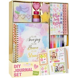 DIY Journal Kit for Girls – Journal Set for Teen Tween Girls, Stationary Scrapbook & Diary Supplies Set, Girl Gifts Craft Stuff, Birthday Gifts for 8 9 10 11 12 13 14 Year Old Girl