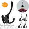 HADWER Wall Mounted Coat Hooks 5 Pack Heavy Duty Black