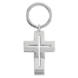 Dicksons KC-820 Faith - Cross Ichthys Fish - 2.75 Inch Silver Polished Metal Novelty Keychain, Silver, 2.75 Inch