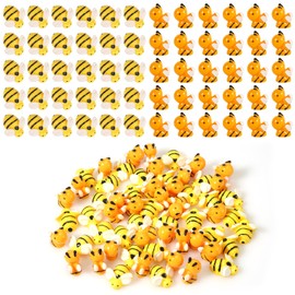 NQEUEPN 60pcs Resin Bees, Tiny Resin Bees Figures for Crafts Mini Bee Figurines Cute Miniature Bee Decorations for Baby Shower Garden Miniature Moss Landscape DIY Home Animals Decor (2 Styles)