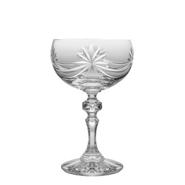 Barski Champagne Glasses - Flute - Saucer - Belle Coupe - Set of 6 Glasses - Hand Cut Crystal - Beautifully Designed - Each Glass is 6 oz Made in Europe