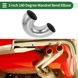 Motoforti 76mm/3" OD 180 Degree U-Bend Tube T304 Stainless Steel Mandrel Exhaust Pipe DIY Custom Car Modified Exhaust Pipe Tubing Piping 100mm/3.94" Leg Length Silver Tone