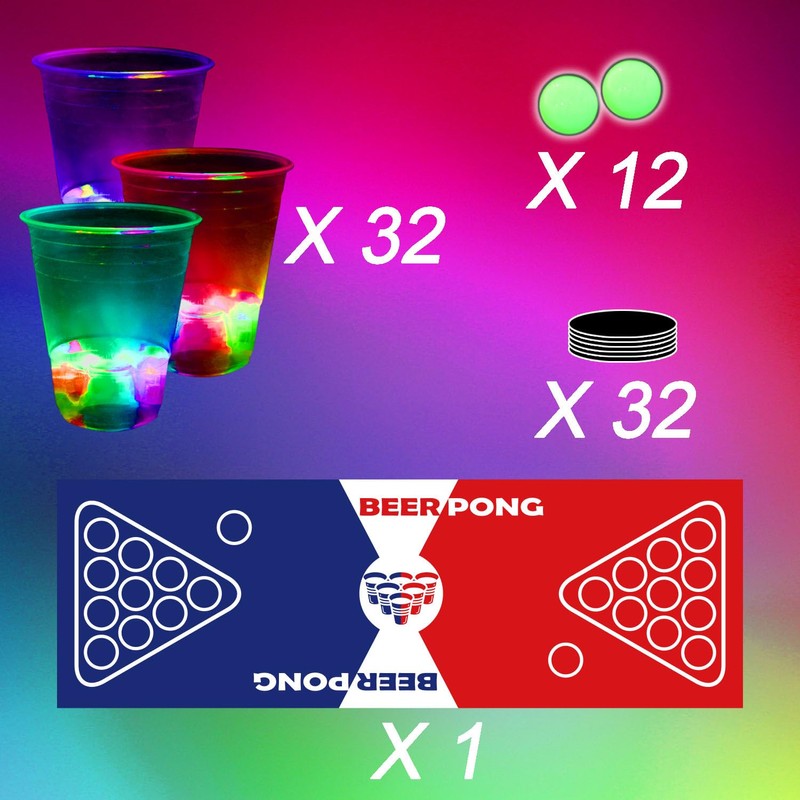 meishuneu 32 Glowing Party Cups (Red & Blue) 12 Luminous