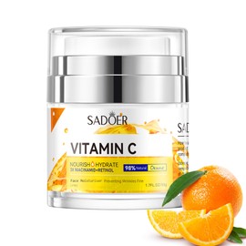 Vitamin C Face Cream With Niacinamid,Retinol, Brightening Face Moisturiser For Women,Anti Aging Wrinkles,Orange Extracted Organic Face Cream Natural Skin Care For Dark Spots Acne,Fine Lines