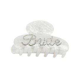 Bojueshaw Elegant Bride Hair Claw Clip,Bridal Rhinestone Banana Hair Claw,Wedding Bachelorette Party & Hen Do Accessories for Women and Girls(White)