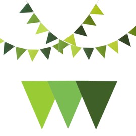 Wimpelkette Outdoor Wetterfest - Grün, 4 x 2m Jute-Girlande mit 12 Wimpeln pro Stück (48 Stück total) | Outdoor-Girlanden für Geburtstagsfeier, Gartenparty & Camping