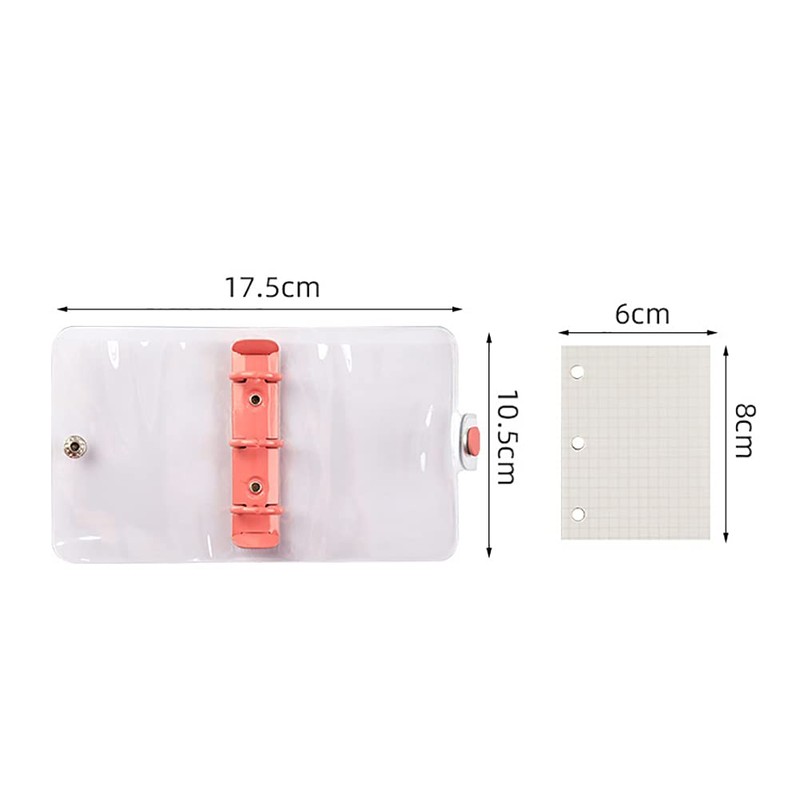 JIHUOO Mini Transparent 3 Ring Binder Covers Clear PVC Loose
