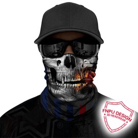 Bufanda sin costuras para el cuello, bandana sin costuras, protección UV para motocicleta, ciclismo, equitación, correr, diademas, Black-smoking Skull, Large