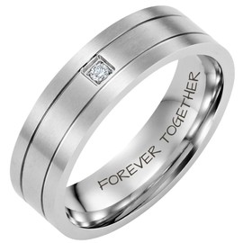 Willis Judd Forever Together Mens Ring In Wooden Gift Box Wedding Band Ring TItanium Engagement Ring Groove Promise Ring Comfort Fit Size W