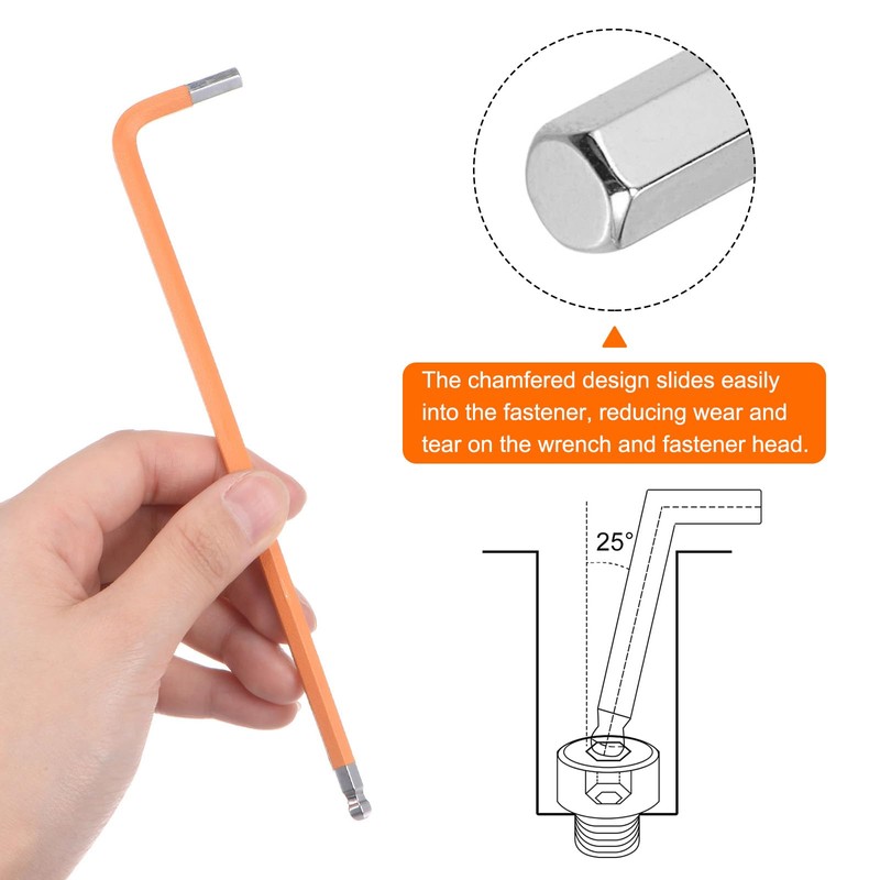 sourcing map Ball End Hex Key Wrench 3/16" S2 Steel