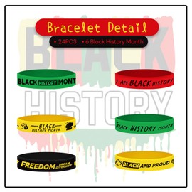 emzrivo 48 Pcs Black History Month Pencils Set 24 Pcs Black History Month Pencils 24 Pcs Black History Month Rubber Wristband for Black History Month