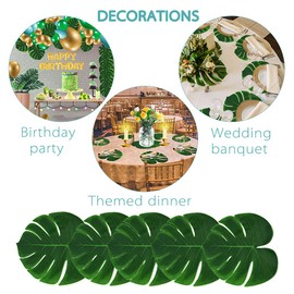 Table Mats Set of 12,Monstera Leaf Table Flag,Palm Leaf Place Mats Table Washable Table Cutlery Mat Silk Cloth Table Mats Set Tropical Leaves Placemats Set for Dining Table,Parties,11.4x13.8inch