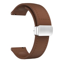 Sodhad Leather Silicone Watch Band 22mm 20mm Quick Release Leather and Soft Silicone Hybrid Magnetic Watch Bands Replacement Strap for Men Women - Dark Brown