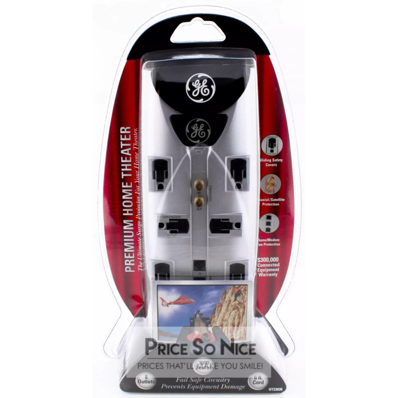 GE 8 Outlet Premium Surge Protector w/ Automatic Shutdown Technology