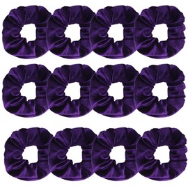 GUVASS 12 Pack Hair Scrunchies Purple Velvet Elastics Scrunchy Bobbles Soft Hair Bands Hair Ties