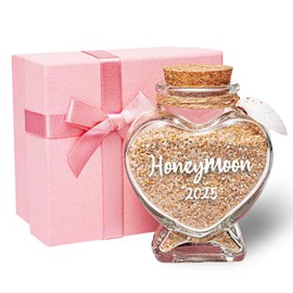 Honeymoon Sand Keepsake Jar 2025, Bridal Shower Gift, Wedding Gift, Engagement Gift, Honeymoon Gift, Travel Gift for Couples, Newlywed, Fiance(Gift Box Includes) - 40ml Glass White Heart Shape Shell