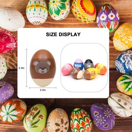 6Pack Easter Wooden Percussion Musical Shake Eggs for Toddler Kids Boys Girls ，,Easter Basket Essentials Easter Basket Stuffers