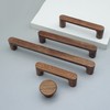 MFYS 6 Pack Walnut Wood Drawer Pulls Handes Rustic Cabinet
