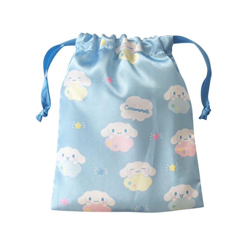 Small Planet Sanrio Ribbon Drawstring Bag, Cinnamorol, Simple, Cute