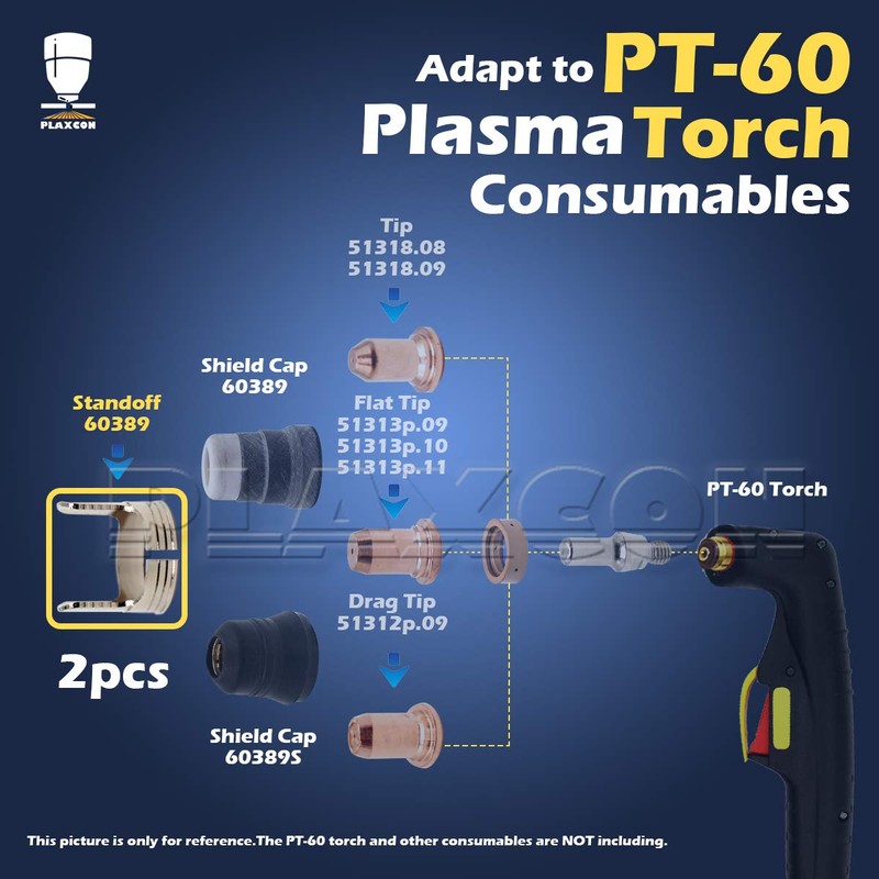 PLAXCON 2pcs PT60 IPT-60 Plasma Torch Double Pointed Spacer Guide