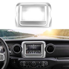 RT-TCZ GPS Navigation Panel Frame Trim Cover Decoration 7 inch Car Accessories Carbon Fiber ABS for Jeep Wrangler JL 2018 2019 2020 Rubicon Silver