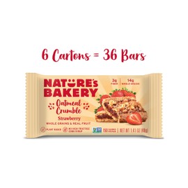 Nature's Bakery Oatmeal Crumble Bars, Strawberry, 6-6 Count Boxes (36 Bars), Vegan Snacks, Non-GMO