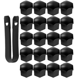 Voarge Car Screw Cap 20 Pieces 17 mm Nut Cover Wheel Bolts Wheel Nuts Wheel Bolt Caps with Removal Tool for Most Cars (Black)