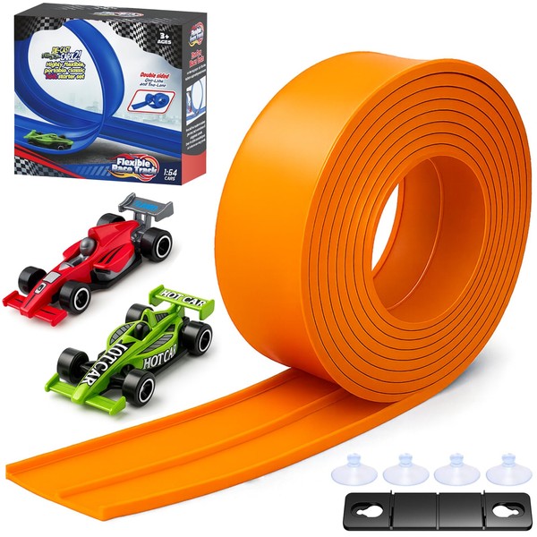 Upgrade 17 Ft Flexible Race Car Track, Portable Dual Sided