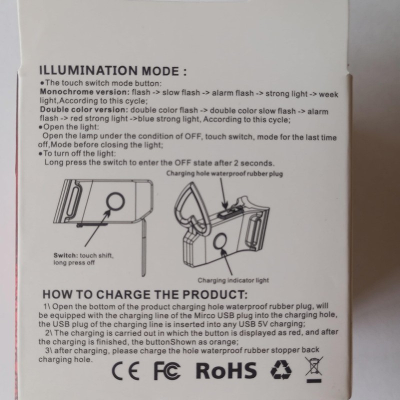 DiVONEA LED Bicycle Light Triangle Two-Tone 5 Modes – USB