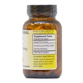 Pine Pollen | Cracked Cell Wall Powder | 400mg per Capsule | 60 Veggie Capsules | Pure Masson Pine | Stamina and Vitality Booster | Skin Radiance | Stearate Free