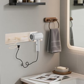 Zenymb Hair Dryer Holder Curling Iron Holder Flat Iron - 3 in 1 Hair Tool Organizer Wall Mount, Curling iron holder wall mount, hair dryer holder wall mounted, Hook style(milky white)