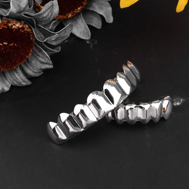 PRETYZOOM Silver Teeth for Men and Women Mouth Top Bottom