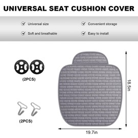 ZNDAW Front Car Seat Cover, Anti-Slip Breathable Linen Bottom Seat Protector Covers with Storage Pockets, Universal Front Driver Seat Pad Mat for Cars SUVs Truck Van (Gray)