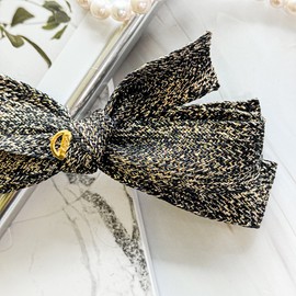 (2 types) Burnaby double loop tweed gold thread hairpin gold black / (2종) 버나비 더블 루프 트위드 금사 헤어핀 골드블랙