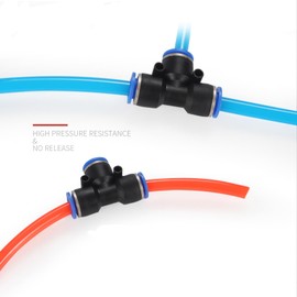 Hilitand One-Touch T Fitting for Union Φ0.4 inch (10 mm) Tubing Pneumatic Equipment Plumbing Parts Set of 10
