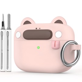 BOBEN AirPods Pro 2nd Generation Case Cover 2022 Cute Soft Silicone AirPods Pro 2 Case Cover，with Keychain and Cleaner Pen，Wireless Charging & Front LED Visible，Black (Light Pink)