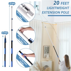 MAYKI 20 Foot High Reach Dusters for Cleaning 5 PCS, Ceiling Fan Dusters with Extension Pole, Cobweb Duster with Extension Pole for High Ceilings/Fans, 2 in 1 Window Squeegee Duster