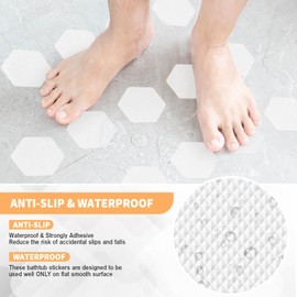 Non Slip Bathtub Stickers, Shower Stickers for Safety Bathroom Tubs, Bathtub Non Slip Stickers and Adhesive Decals Scraper for Bath Tub, Shower Floor, Stairs, Ladders(Square Shape) (24, White)